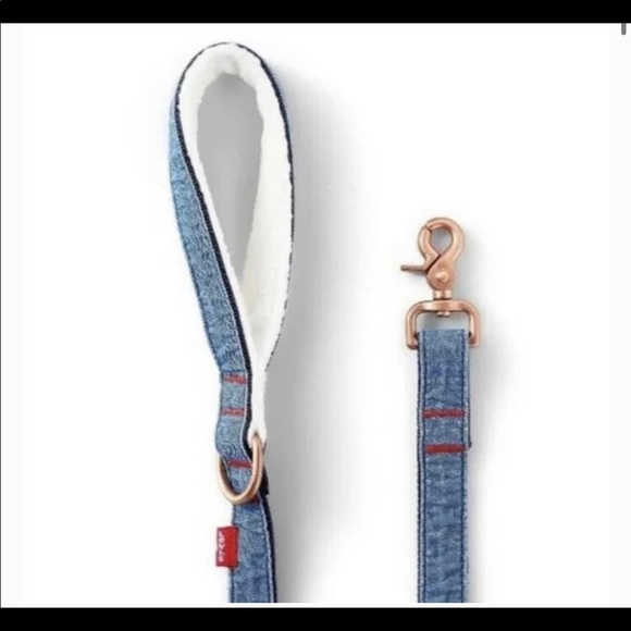 NWT Levi Strauss & Co Red Tab Blue Denim & Sherpa Pet Leash 5ft - Picture 2 of 3